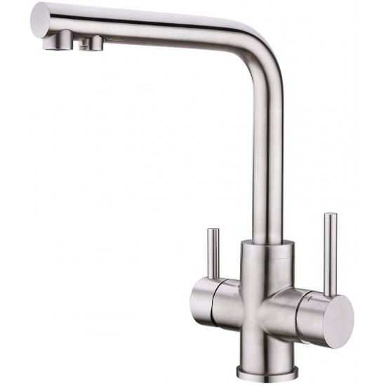 Aqua Kent 3 Way Kitchen Mixer Tap SUS 304 Material with Drinking Water Kitchen Sink Tap 360° Swivel Spout Kitchen Mixer Stainless Steel