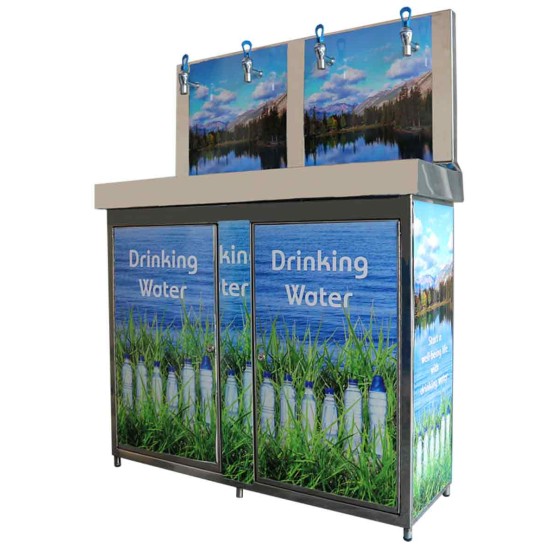 Four Tap Drinking Water Fountain - Water cooler With Water Filter (No Electricity Needed)