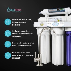 Aqua Kent Under Sink High Capacity 5-Stage 50 gpd Reverse Osmosis Drinking Water Filtration System with Pump And Faucet Aqua Kent Under Sink High Capacity 5-Stage 50 gpd Reverse Osmosis Drinking Water Filtration System with Pump And Faucet