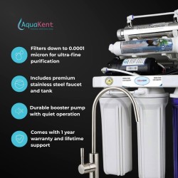 Aqua Kent High Capacity Under Sink 6-Stage Reverse Osmosis Drinking Water Filtration System with UV Sterilizer , Pump And SS Faucet 