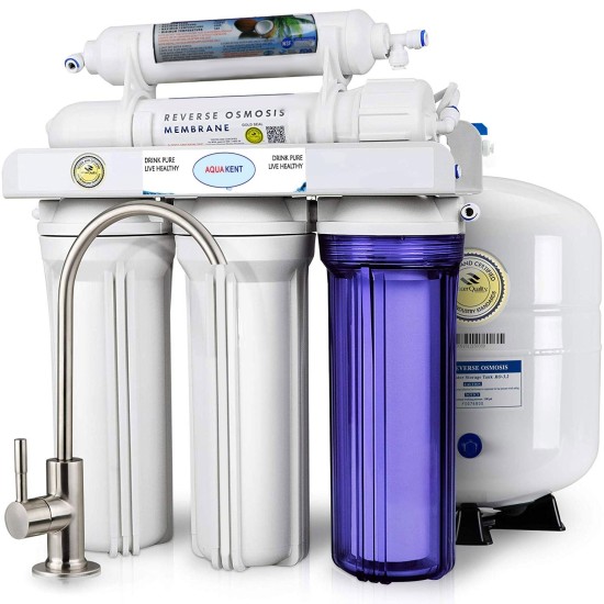 Aqua Kent High Capacity Under Sink 5-Stage Reverse Osmosis Drinking Water Filtration System with Pump And Faucet